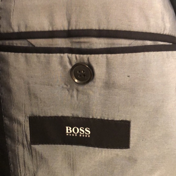 [Hugo Boss] Designer Black Suit Jacket with Lapel Super 100 - Men's Size 42R - Picture 12 of 16